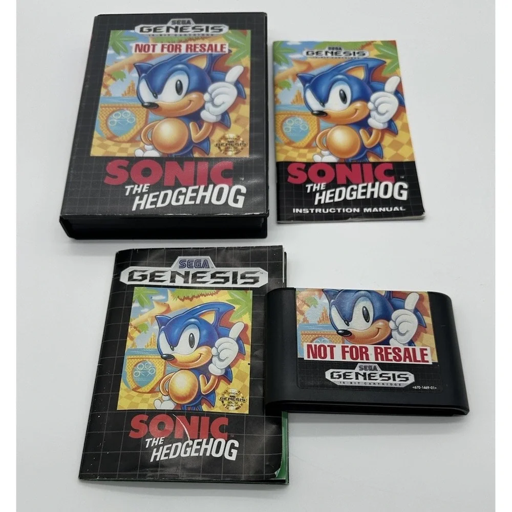 SONIC THE HEDGEHOG SEGA GENESIS NOT FOR RESALE COMPLETE CIB TESTED + POSTER